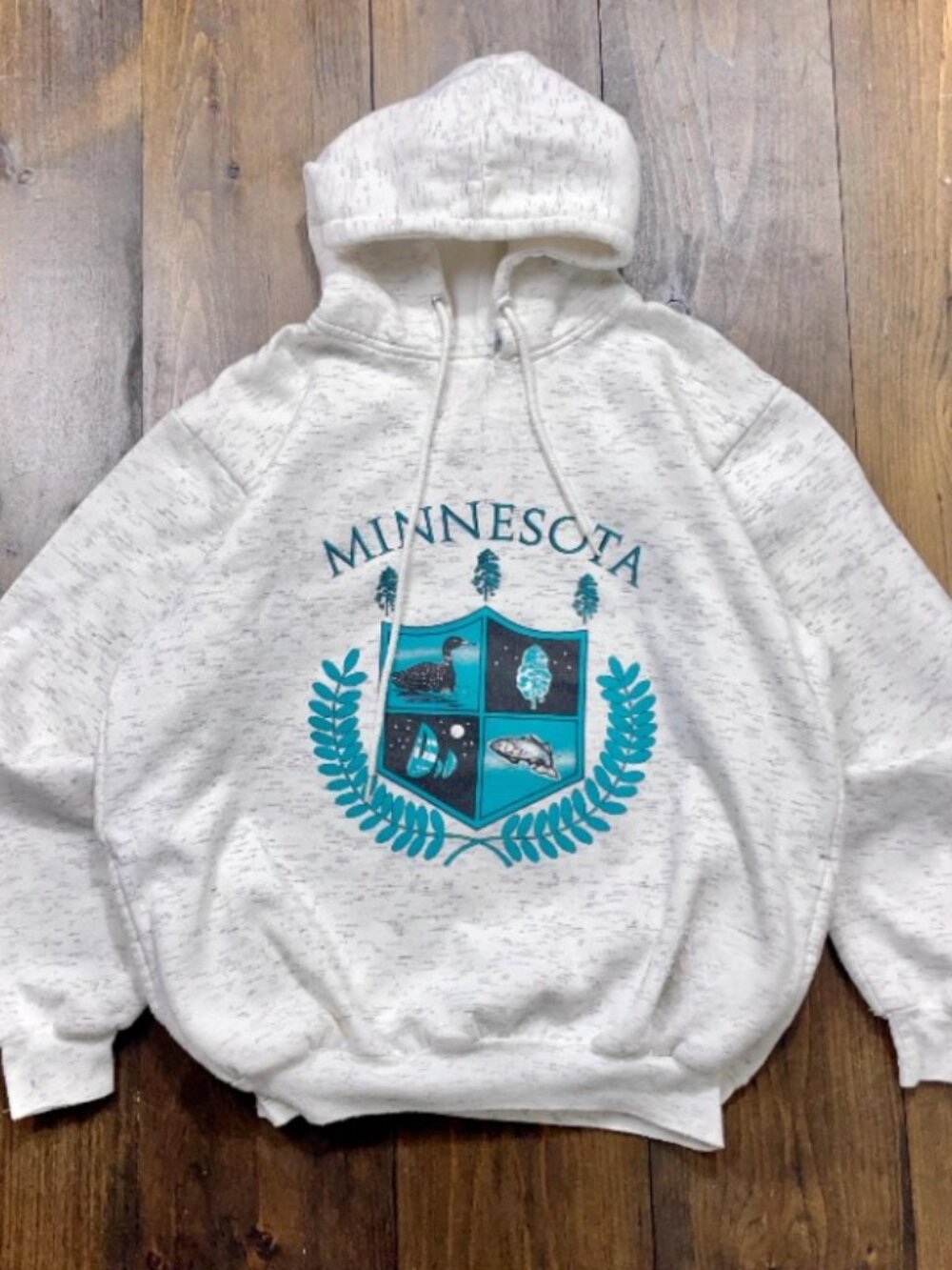 1990s Minnesota Travel Souvenir Hoodie Sweatshirt shirt grey